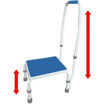 AdjustaStep(tm) Deluxe Step Stool/Footstool with Handle/Handrail, Height Adjustable. 2 Products in