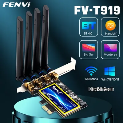 Fenvi T919 1750Mbps PCIe Desktop Wifi Card BCM94360 For MacOS Hackintosh 802.11AC Bluetooth 4.0 Dual