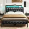 Bed Frame with Charging Station And RGB LED Lights, Platform Bed with Upholstered Headboard And