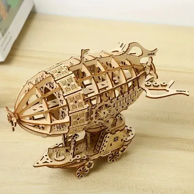 airship Model DIY 3D Wooden Puzzle Building Block Kits Assembly Toy Birthday Gift For Kids Adult