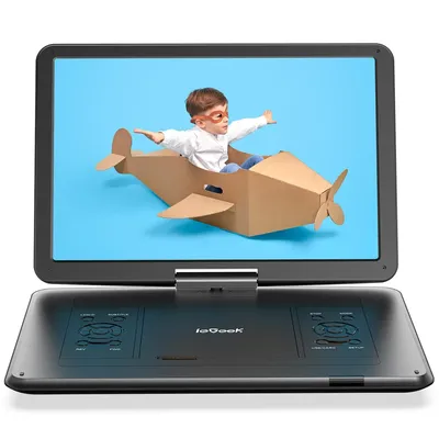 ieGeek 17.5" Portable DVD Player with 15.6" Swivel HD Large Screen, 6 Hrs 5000mAH Rechargeable Battery, USB/SD Card/Sync TV