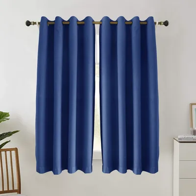 52 in. W x 95 in. L 100% Total Heavy-Duty Linen Textured Thermal Blackout Curtains, Dark