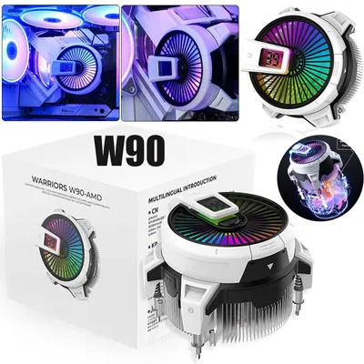 W90 CPU Air Cooler PWM 40mm CPU Fan PC Cooling Radiator with ARGB Fan AURA Sync 1500-2600RPM