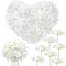 200 Pieces Hydrangea Artificial Flowers, Silk Flower Heads with Stems, Fake Hydrangea Bouquet for