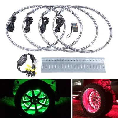 4 Pcs 17.5” Double Row RGB Wheel Rotors For 15.5" Wheel Lights Bluetooth control IP68