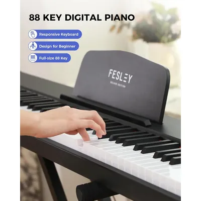 Fesley Weighted Piano Keyboard 88 Keys: Full Size Electric Keyboard Piano for Beginners,Portable,Sustain Pedal