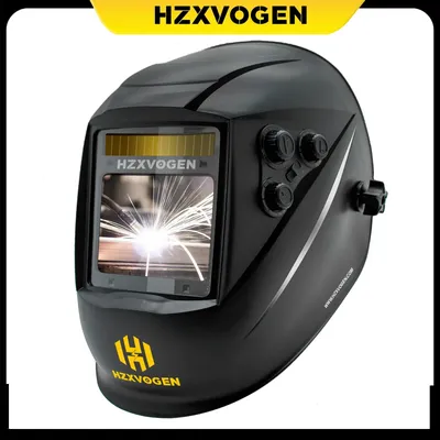 HZXVOGEN Auto Darkening Welding Helmet 3.94”×3.82” Large Viewing Welding Hood True Color Solar