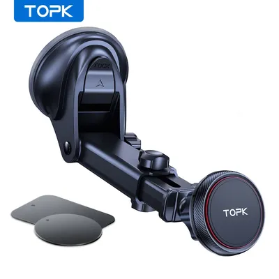 TOPK Magnetic Car Phone Holder Car Mount for Windshield and Dashboard,[Strong Suction] Adjustable