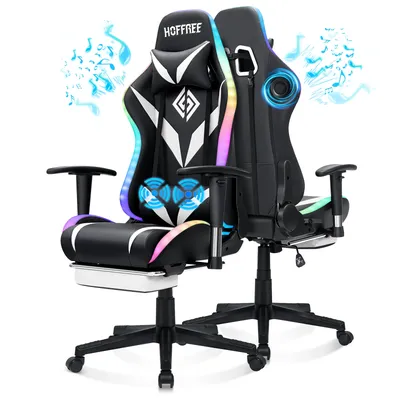 RGB Racing Gaming Chair W/ Speaker Massage Computer Office Chairs with Footrest