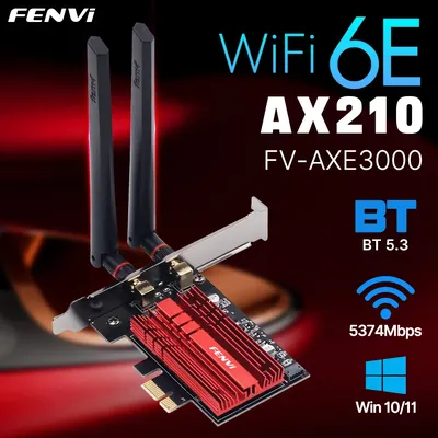 Fenvi WiFi 6E AX210 PCIE Wireless Adapter 5400Mbps Bluetooth 5.3 Tri Band 2.4G/5G/6GHz AX210 Network