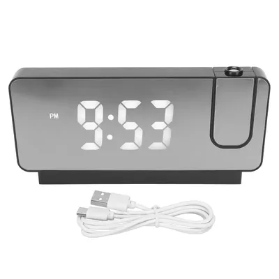 180° Projection Alarm Clock with HD LED Screen - Time, Date & Temperature Display for home Use