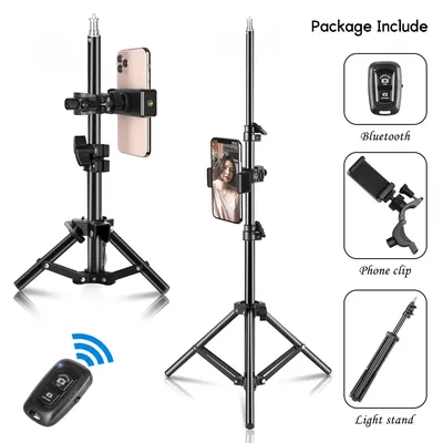 Selfie Tripod 1/4 Screw Light Stand Wireless Bluetooth-compatible For Phone Camera Photo Studio