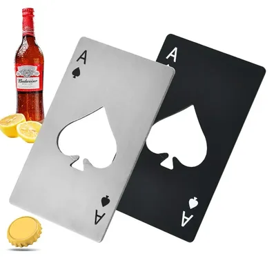 1pcsCreative Poker Shaped Bottle Can Opener Stainless Steel Credit Card Size Casino Bottle Opener