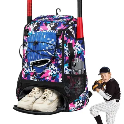 Bat Bag Youth Baseball Bag Waterproof Softball Bat Bag With Shoe Compartment & Fence Hook Holds Bat