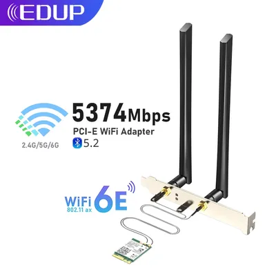 EDUP Wifi 6E Wireless PCIE M.2 Bluetooth 5.3 PCI Expres Network Card 5374Mbps 802.11ax PCI-e