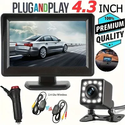 Wireless Car Backup Camera Kit 4.3" Monitor Rear View Camera Reverse Parking Assistant System for