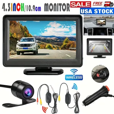 Wireless 4.3Inch Car Rear View Monitor LCD Video Parking Display for Vehicle Truck Van RV Reversing