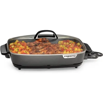 Presto 06858 16-Inch Slimline Electric Skillet with Glass Cover - Nonstick, Adjustable Temperature,