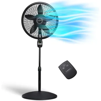 Oscillating Cyclone Pedestal Fan, Adjustable Height, Timer, Remote Control, 3 Speeds, for Living