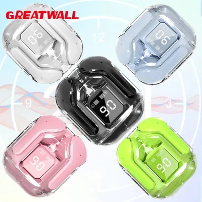 GREATWALL Wireless Earphones Transparent Charging Box Design Touch Control Headset TWS Headphones