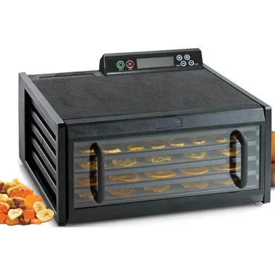 Electric Food Dehydrator Features Adjustable Thermostat and Digital 48-Hour Timer Faster and