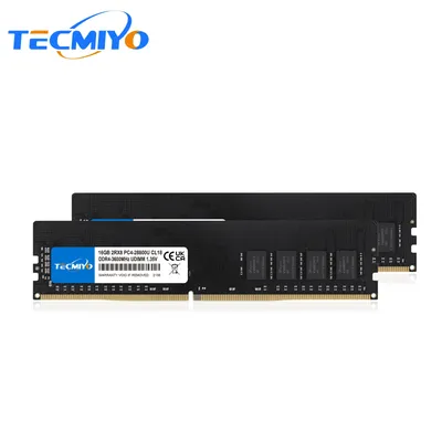 TECMIYO 2X16GB DDR4 3600 Dimm Ram PC4 28800U Udimm 2RX8 Unbuffered Non-Ecc 1.35V 288 PIN Desktop