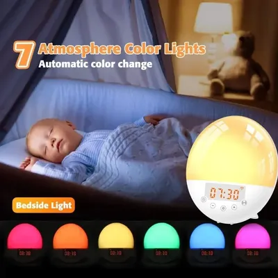 Wifi Voice Control Smart Wake-up Light Alarm Clock Sunrise Natural Wake-up Light Sleep Atmosphere