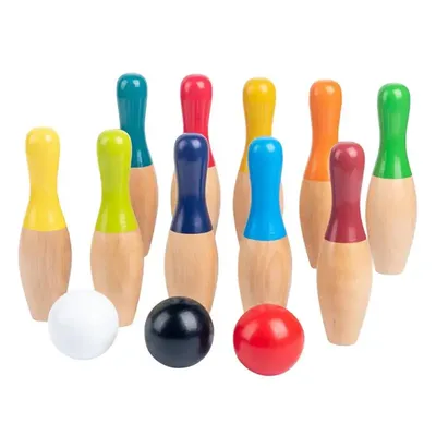 Wooden Bowling Set Wooden Lawn Bowling Set For Kids Bright Colors Fun And Educational For Indoors