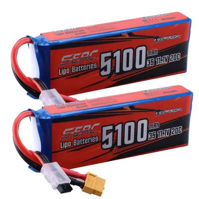 SUNPADOW 3S 11.1V RC Lipo Battery 5100mAh 20C with XT60 Plug for RC Airplane Quadcopter Helicopter