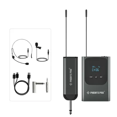 Phenyx Pro Single Digital Wireless Microphone System w/ 15 UHF Channels, Bodypack Transmitter, Mini