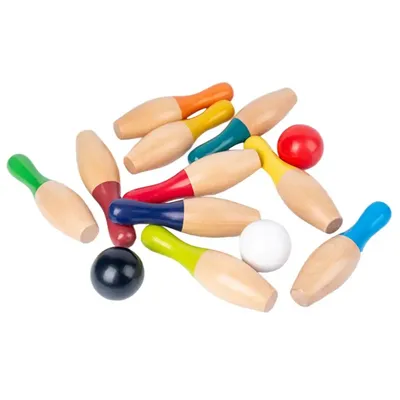 Kids Bowling Set Wood Bowling Set With 10 Wooden Pins 3 Balls Educational Games Indoor And Outdoor