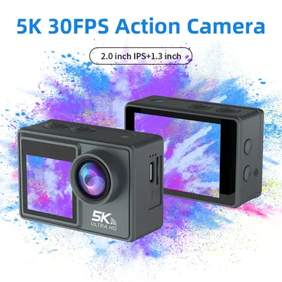 5K 30FPS Action Camera Dual IPS Screen Waterproof Bicycle Diving Cam 170 Degree Wide Angle Remote