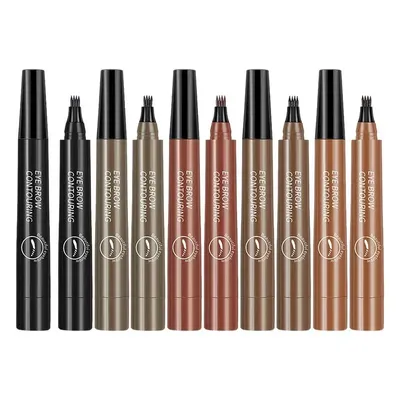 NEW 5 Colors Eyebrow Pen Waterproof 4 Fork Tip Eyebrow Tattoo Pencil Long Lasting Natural Dark Brown