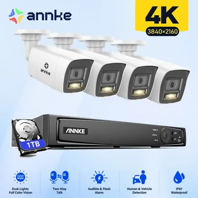 ANNKE 4K POE Video Security System Set 8MP Smart Dual-Light Bullet Network Camera Support