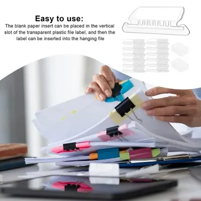 Inserts For Files 60pcs Clear Labels Organize Files Tabs In PVC School Learning Business Storage