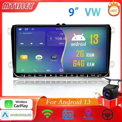 MTIJIEY 9"Radio 2din Android13 Auto Carplay Car Multimedia Player for VW Volkswagen Golf Polo Tiguan