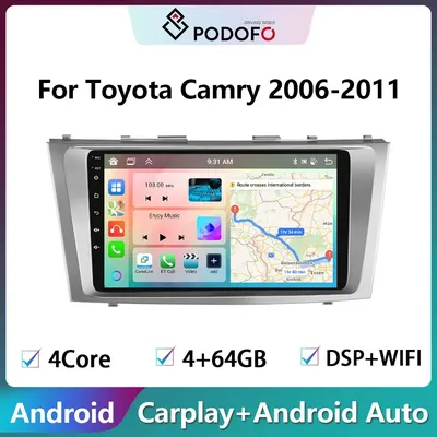 Podofo Wireless CarPlay Android Auto Radio For Toyota Camry 40 50 2006-2011 Car Multimedia GPS 2din