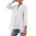 Elegant Cotton Linen Shirts Women Casual Solid V Neck T Shirt Female Summer Seven Sleeve Loose Tops