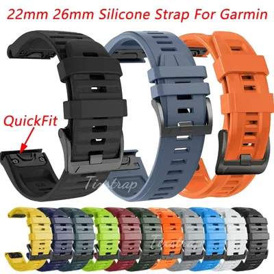 22mm 26mm Silicone Strap For Garmin Fenix 7X 7 Pro Solar/6X 6 Sapphire 5 5X Plus 3 3HR/Epix QuickFit