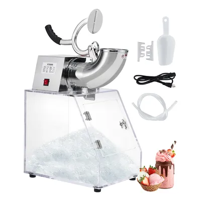 Commercial Ice Crusher Electric Snow Cone Machine with Dual Blades, Stainless Steel Shaved Ice