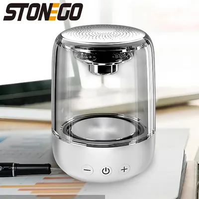 True Wireless Stereo Speaker, Transparent Design, Breathing LED Light, TWS Bluetooth 5.0, TF Card,