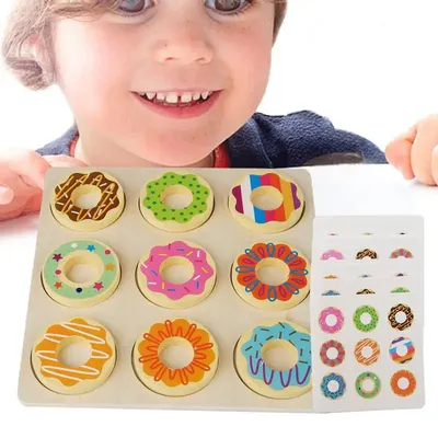 Play Donuts Educational Creative Toy Wooden Donut Toys For Skill Development Realistic Play Food Set