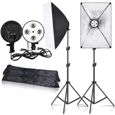 2 PACK Photography Lighting Kit Professional Photography 50x70CM E27 Photo Studio Camera Feflector