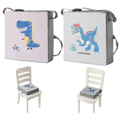 Booster Seat Dining Increasing Cushion With Cute Dinosaur Pattern For Toddler Double Straps Washable