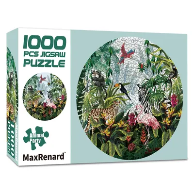 MaxRenard Game 1000 Pieces Jigsaw for Adults Diameter 26.97” Puzzle Round Puzzle Toy Animal Party