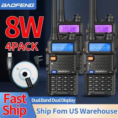 2/4 PCS Baofeng UV-5R 8W Walkie Talkie Ham Radio Dual Band VHF UHF Two way Radio Portable FM Amateur 1800mAh UV5R For Climb