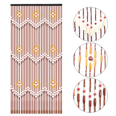 31 Lines Retro Wooden Beaded Doorway Curtain Hanging Closet Porch Curtain Beads Screen