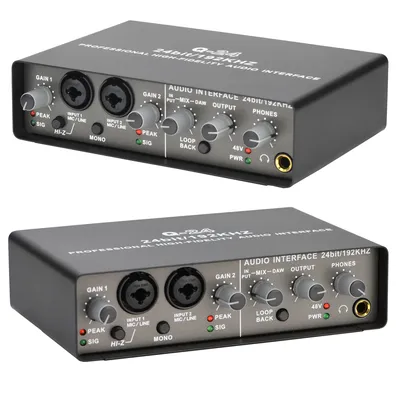 Professional Audio Interface Sound Card with Monitoring Electric Guitar Live Recording Audio