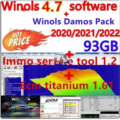 2024Newest auto Repair Software Winols 4.7 software+ 93gb Damos files+ECM TITANIUM 26100+ immo