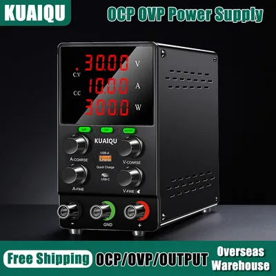 KUAIQU SPS3010S DC Power Supply 30V 10A Lab Power Source OCP OVP OUTPUT Switching Voltage Regulator